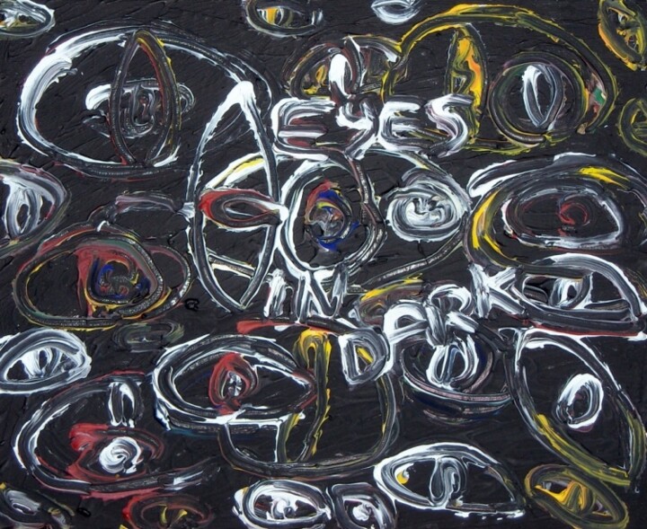Pittura intitolato "Eyes in dark" da Paolo Avanzi, Opera d'arte originale, Olio
