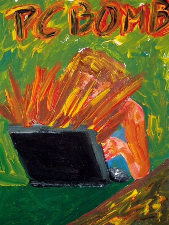 Painting titled "Pc bomb" by Paolo Avanzi, Original Artwork, Oil