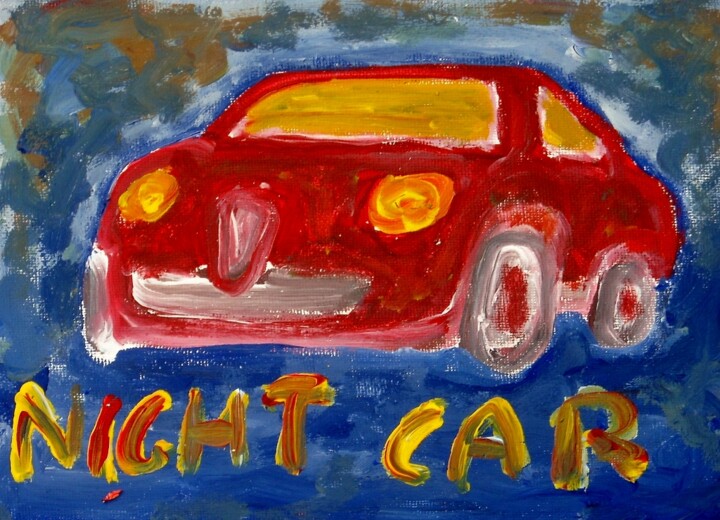 Pittura intitolato "Night car" da Paolo Avanzi, Opera d'arte originale