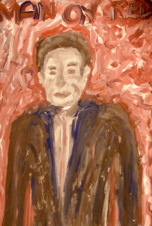 Pittura intitolato "Man on red" da Paolo Avanzi, Opera d'arte originale, Olio