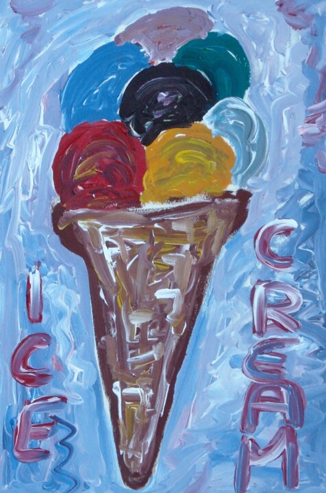 Painting titled "Ice cream" by Paolo Avanzi, Original Artwork, Oil