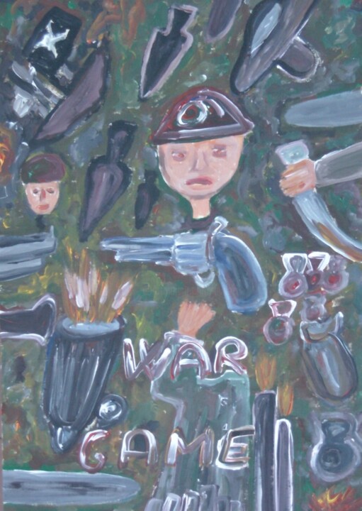 Painting titled "War game" by Paolo Avanzi, Original Artwork, Oil