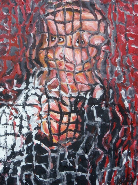 Pintura titulada "Sagoma su sfondo ro…" por Paolo Avanzi, Obra de arte original, Acrílico