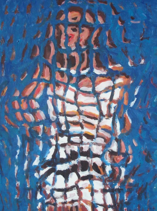 Schilderij getiteld "Modella su sfondo b…" door Paolo Avanzi, Origineel Kunstwerk, Acryl
