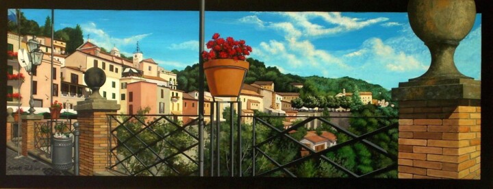 Painting titled "NEMI-Centro Storico…" by Paolo Benedetti, Original Artwork, Acrylic