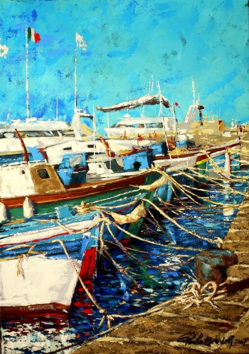 Schilderij getiteld "IL PORTO - 81.jpg" door Paolo Benedetti, Origineel Kunstwerk, Acryl