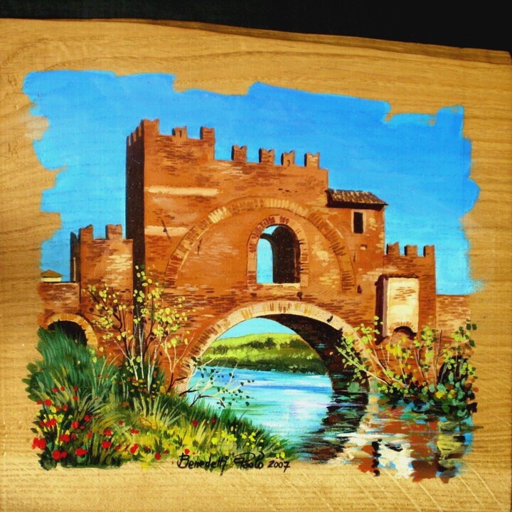 Pittura intitolato "Ponte Nomentano (RM)" da Paolo Benedetti, Opera d'arte originale, Acrilico