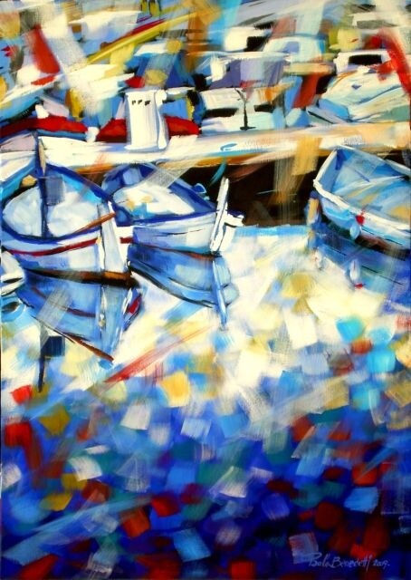 Painting titled "IL PORTO 3" by Paolo Benedetti, Original Artwork, Acrylic
