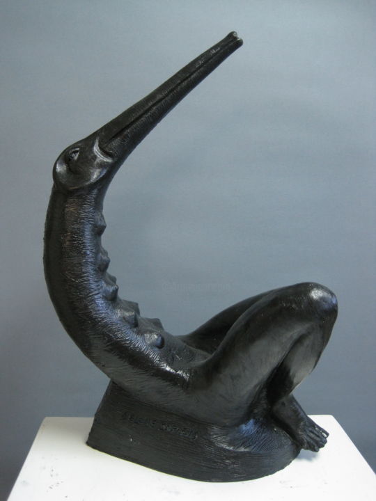 Sculpture intitulée "Belone sapiens" par Paolo Camporese, Œuvre d'art originale, Terre cuite