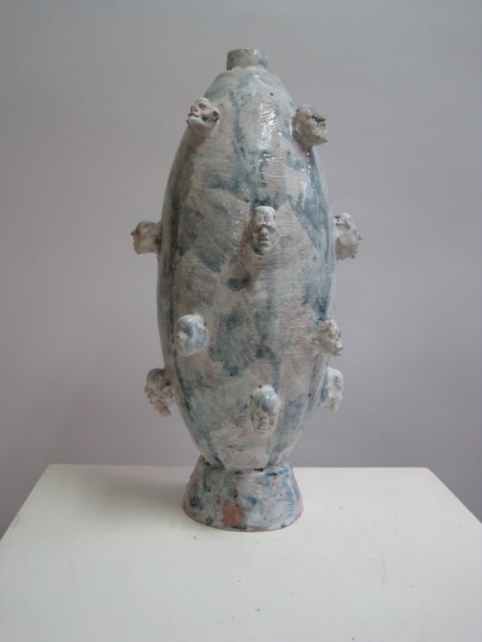Escultura intitulada "Vaso di Lombroso bi…" por Paolo Camporese, Obras de arte originais, Cerâmica