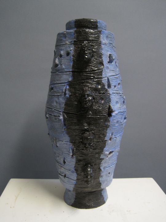 Sculpture titled "Vaso di Lombroso az…" by Paolo Camporese, Original Artwork, Terra cotta