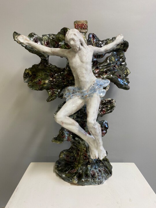 Escultura intitulada "Crocefisso informale" por Paolo Camporese, Obras de arte originais, Cerâmica