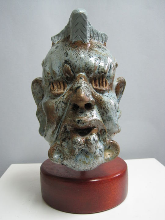 Sculpture titled "African mask" by Paolo Camporese, Original Artwork, Ceramics