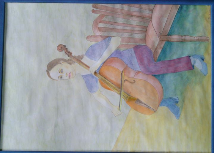 Painting titled "la musicista" by Paolo Danese, Original Artwork, Pastel