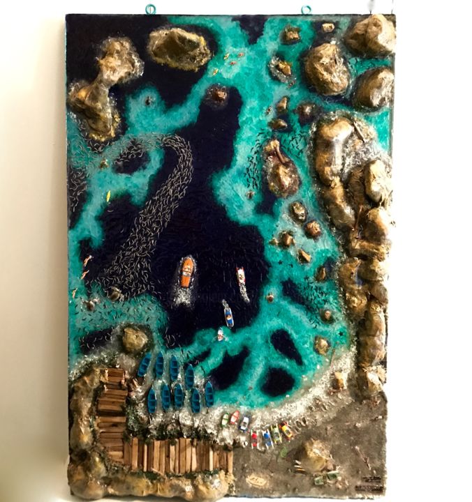 Painting titled "Diorama  "Il Mare "…" by Paolo Orlando, Original Artwork, Acrylic