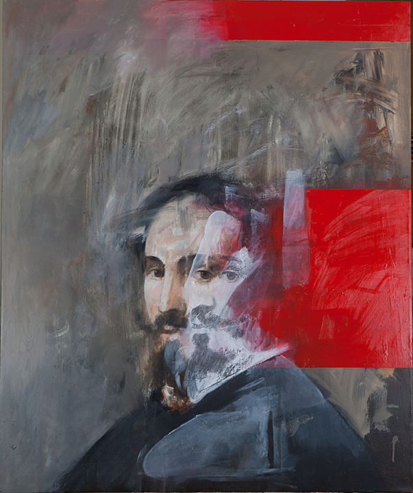 Painting titled "Interferenze (Fig.…" by Paolo Damiani, Original Art, Oil Mounted on Stretcher frame