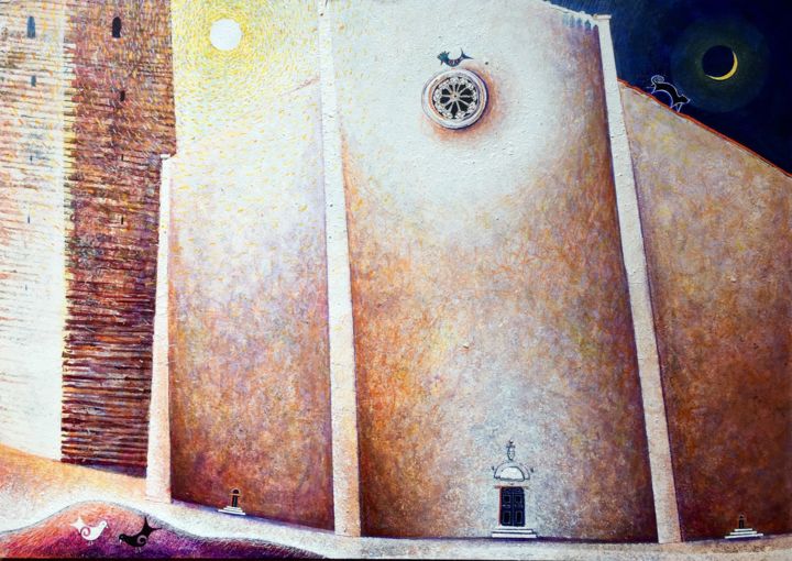 Painting titled "Il Duomo di Pietras…" by Paolo Lazzerini, Original Artwork, Acrylic