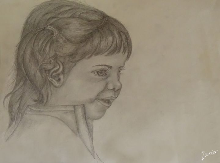 Drawing titled "Léa" by Zeuxiss, Original Artwork, Pencil