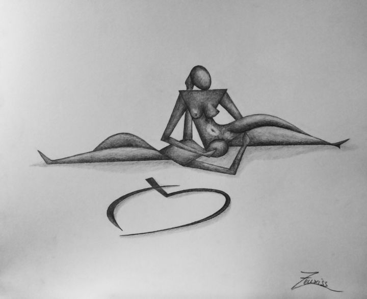 Drawing titled "Série Toi et Moi "D…" by Zeuxiss, Original Artwork, Pencil