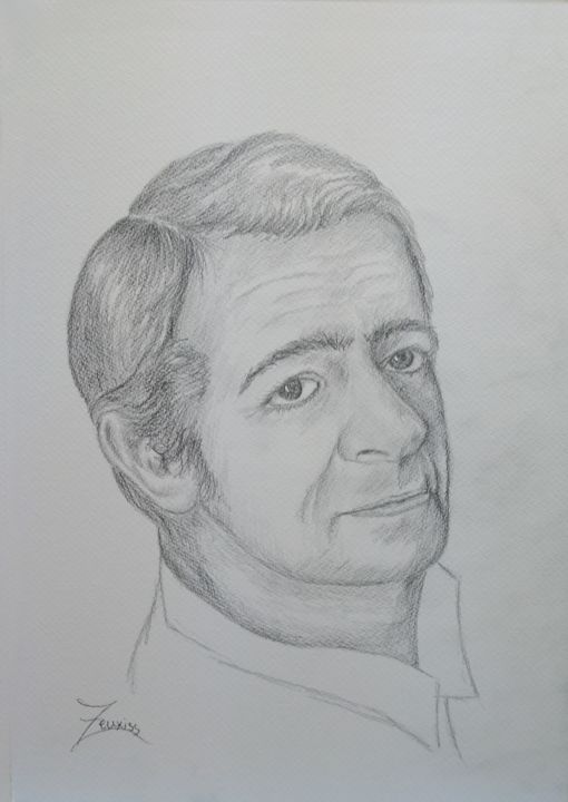 Dessin intitulée "Serge Reggiani " Il…" par Zeuxiss, Œuvre d'art originale, Graphite