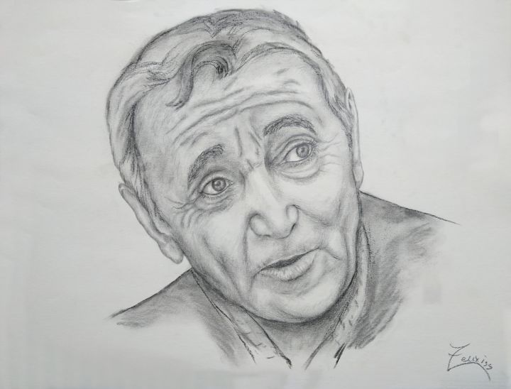 Zeichnungen mit dem Titel "Charles Aznavour -…" von Zeuxiss, Original-Kunstwerk, Graphit