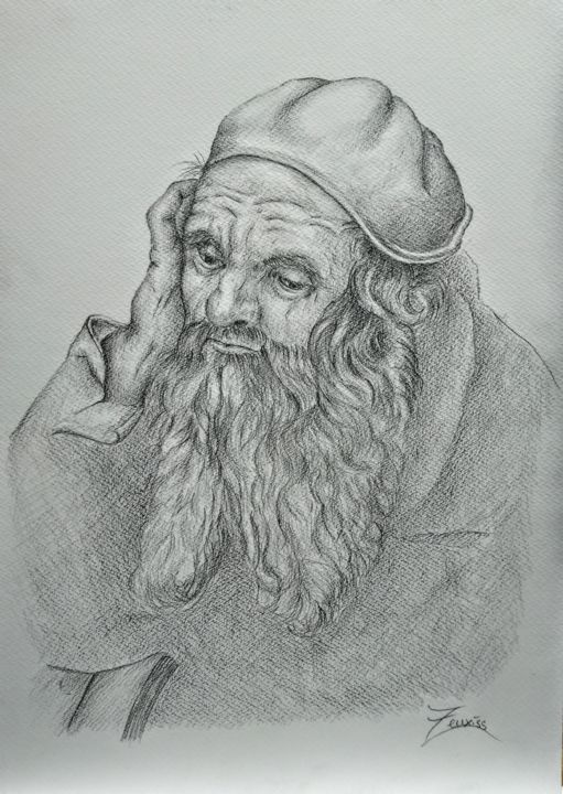 Drawing titled "Le Vieil Homme" by Zeuxiss, Original Artwork, Graphite