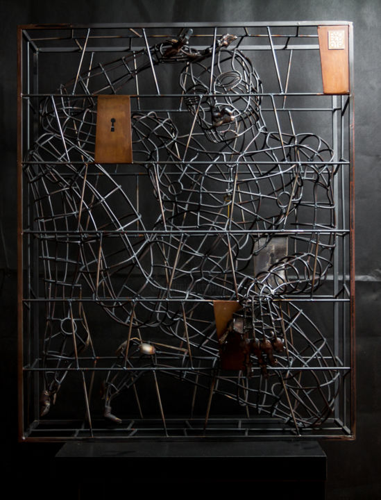 Sculpture titled "the soul cages" by Paolo Perelli, Original Artwork, Metals