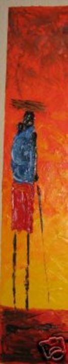 Pittura intitolato "Femme Masai avec En…" da Giampietro Nardello, Opera d'arte originale, Olio