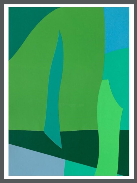 Prenten & gravures getiteld "Green II" door Paperart, Origineel Kunstwerk, Digitale afdruk