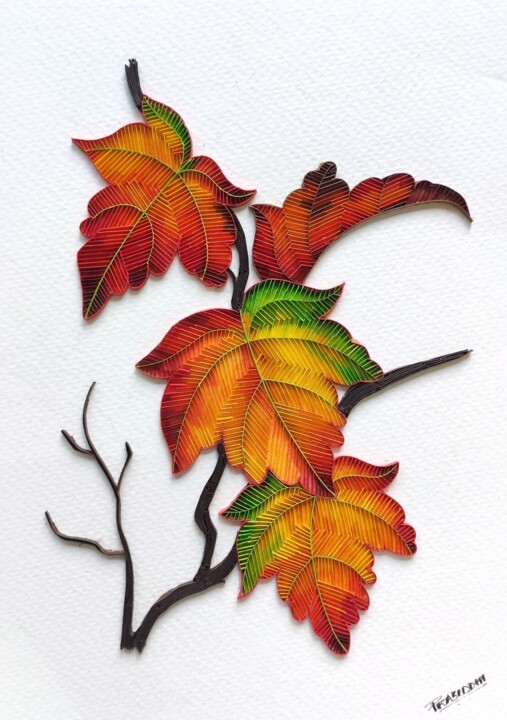 Sculpture titled "Maple leaves" by Paperpersonified Prasiddhi, Original Artwork, Paper