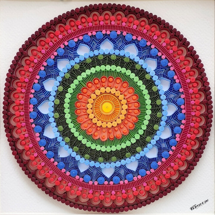 Rzeźba zatytułowany „Quilling Mandala” autorstwa Paperpersonified Prasiddhi, Oryginalna praca, Papier