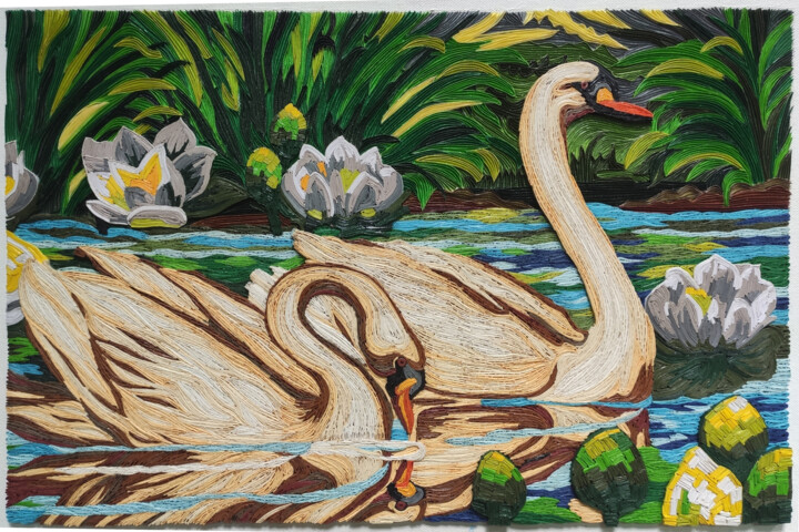 "Swans" başlıklı Heykel Paperpersonified Prasiddhi tarafından, Orijinal sanat, Kâğıt