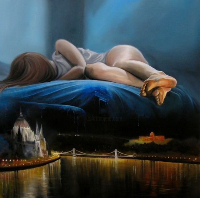 Painting titled "Dreams of Lights" by Norbert Papp, Original Artwork