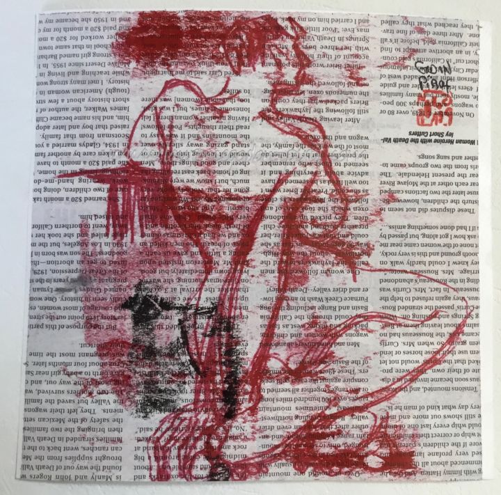 Incisioni, stampe intitolato "Nu rouge" da Laurence Godon-Pirof, Opera d'arte originale, Monotipo