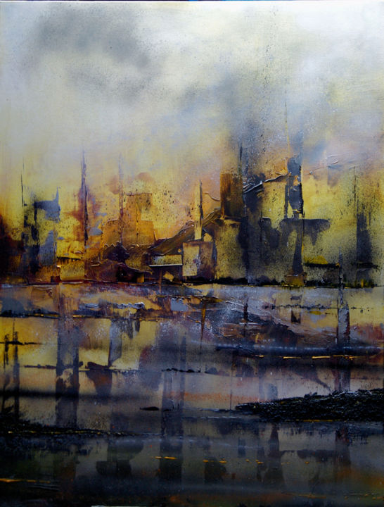 Peinture intitulée "Crepuscule sur Stah…" par Philippe Paquet, Œuvre d'art originale, Acrylique
