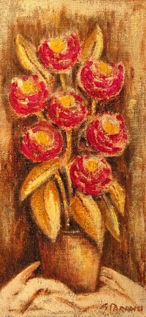 Peinture intitulée "Vaso con fiori" par Gino Paradisi, Œuvre d'art originale