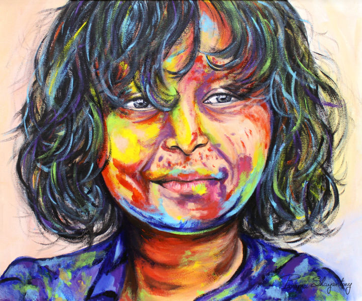 Schilderij getiteld "Color of Life" door Parama Shayantony, Origineel Kunstwerk, Acryl