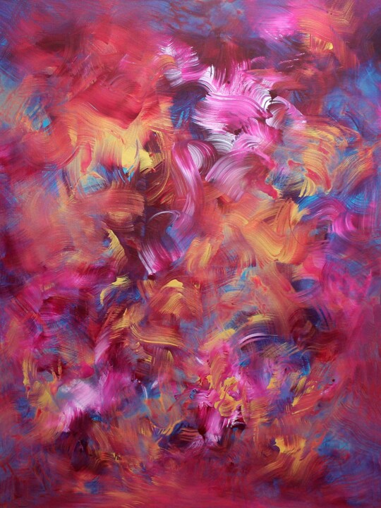 Картина под названием "Rainbows and Roses" - Paresh Nrshinga, Подлинное произведение искусства, Акрил Установлен на Деревянн…
