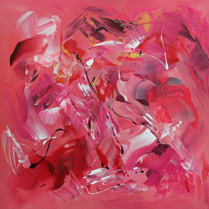 Painting titled "Flamingo Magic" by Paresh Nrshinga, Original Artwork, Acrylic Mounted on Wood Stretcher frame