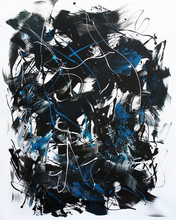 Malarstwo zatytułowany „Blue Velvet” autorstwa Paresh Nrshinga, Oryginalna praca, Akryl Zamontowany na Drewniana rama noszy