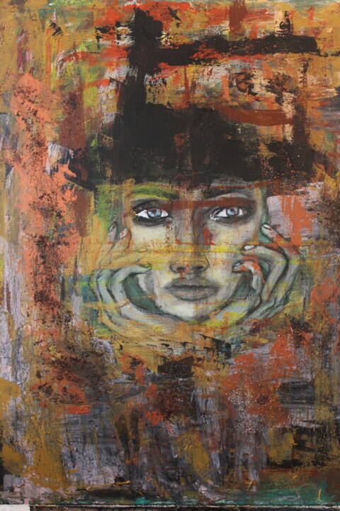 Malerei mit dem Titel ""A quien le importa"" von Parisa Maghan, Original-Kunstwerk, Acryl