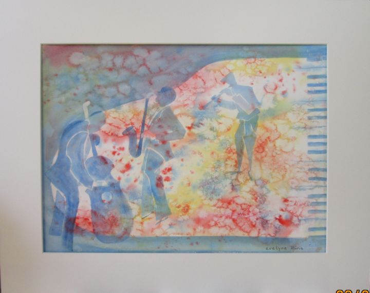 Peinture intitulée "Jazz-band 2" par Daniel Et Evelyne Pâris, Œuvre d'art originale, Aquarelle