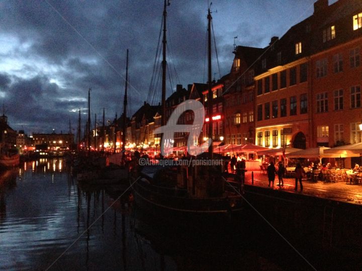Photography titled "Nyhavn by night at…" by Yann Delpech, Original Artwork, Digital Photography