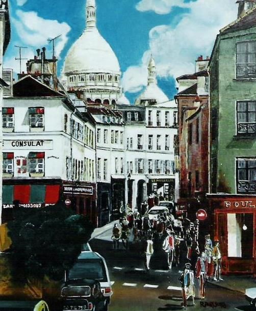 Painting titled "Rue Morvin ( Montma…" by Rodolphe Parisotto, Original Artwork, Oil