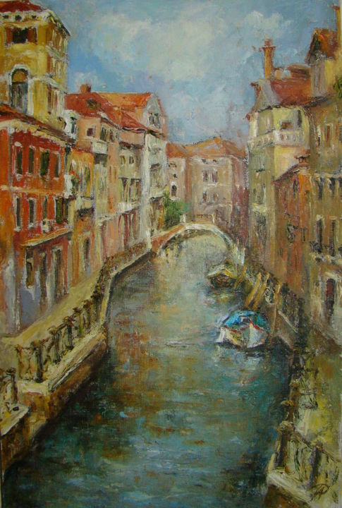 Peinture intitulée "Улочки Венеции." par Irina Radionova, Œuvre d'art originale, Huile