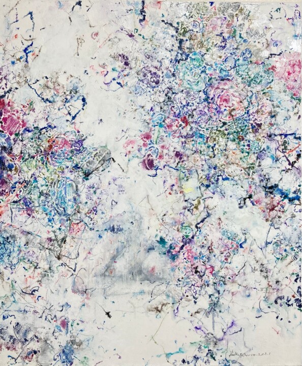 Pintura intitulada "flowering season-12" por Jiyou Piao, Obras de arte originais, Pigmentos