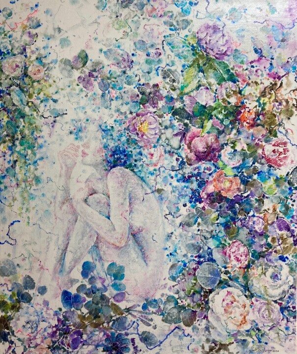 Peinture intitulée "flowering season-15" par Jiyou Piao, Œuvre d'art originale, Pigments