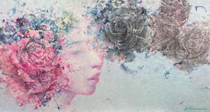Painting titled "nightingale-45" by Jiyou Piao, Original Artwork, Pigments