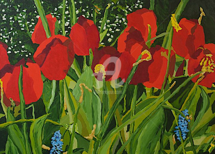 Painting titled "Red White and Blue" by Allan P Friedlander, Original Artwork, Acrylic