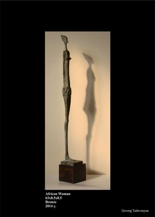 Sculpture titled "African woman" by Gevorg Tadevosyan, Original Artwork, Bronze